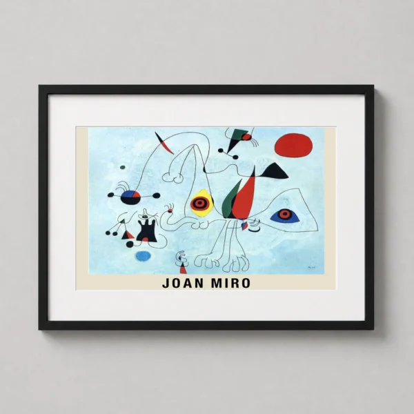 Women and Birds at Sunrise by Joan Miro Abstract Art Print