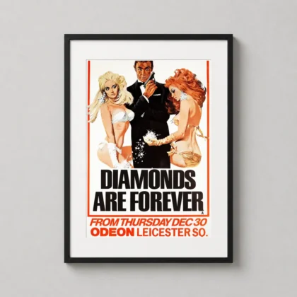 Diamonds Are Forever 1971 – Vintage James Bond movie poster for gallery wall display by MerchFuse
