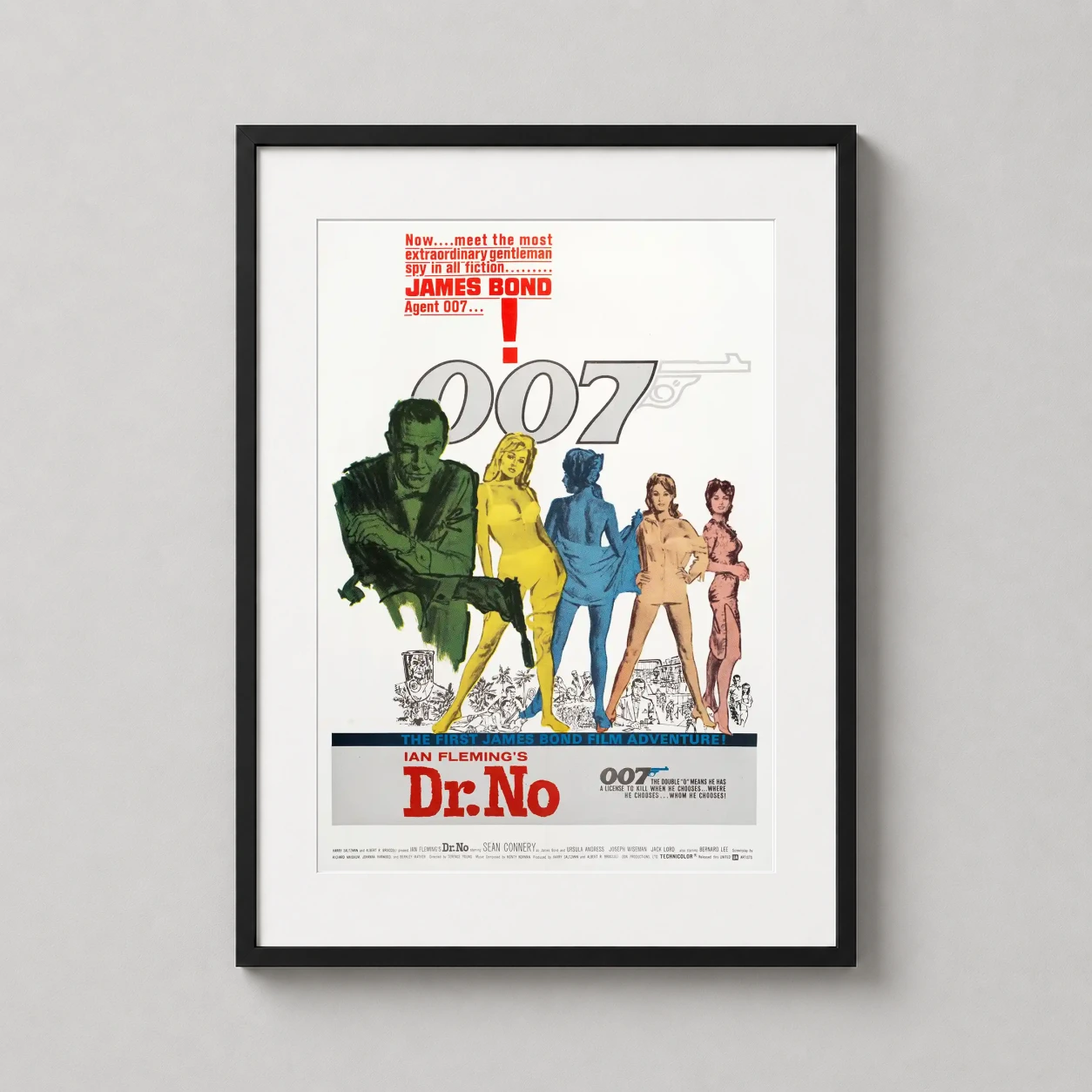 Dr No 1962 James Bond Original — featuring Sean Connery and colorful character silhouettes, this Dr. No