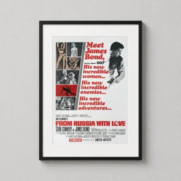 James Bond From Russia with Love 1963 Vintage Movie Poster