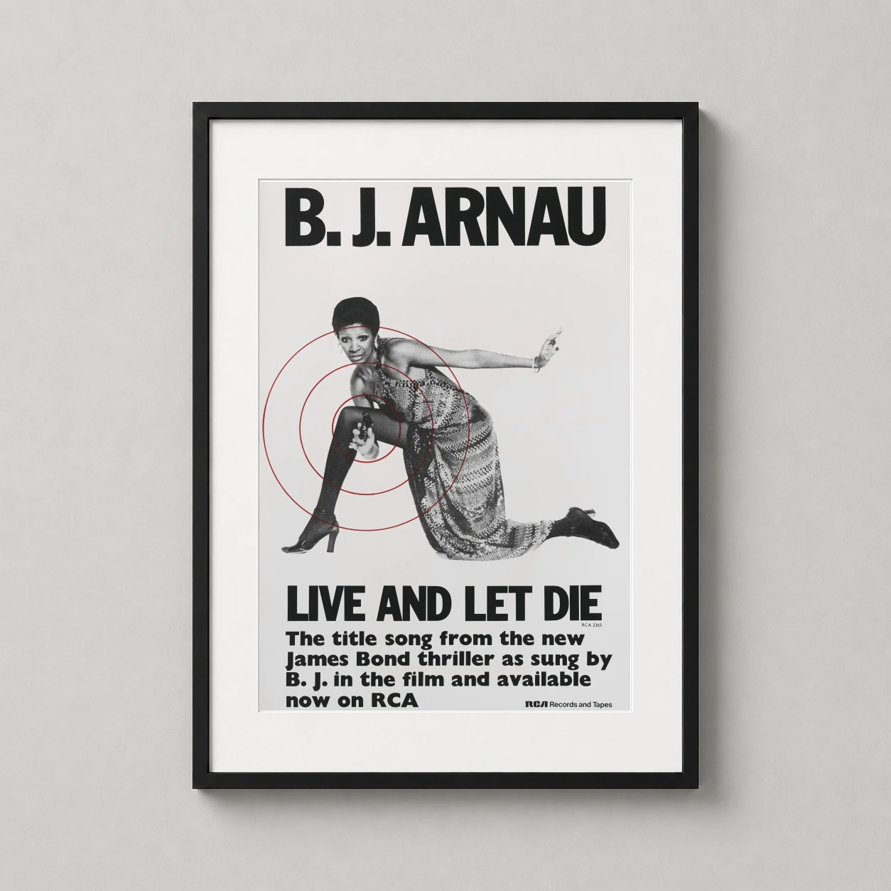 Live Let Die B.j. — vintage black and white promotional poster for the James Bond film Live