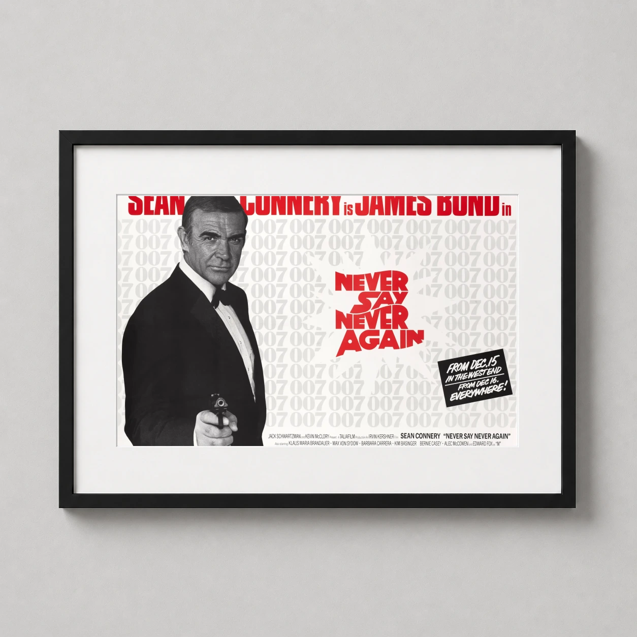 James Bond Never Say — sean Connery returns as 007 in this British movie poster for Never Say