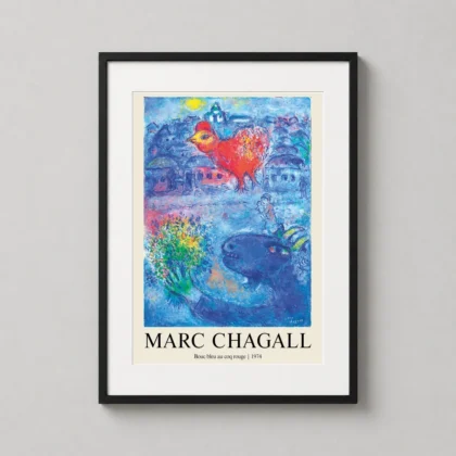 Marc Chagall – 1974 Blue Goat and Red Rooster art print for gallery wall display by MerchFuse