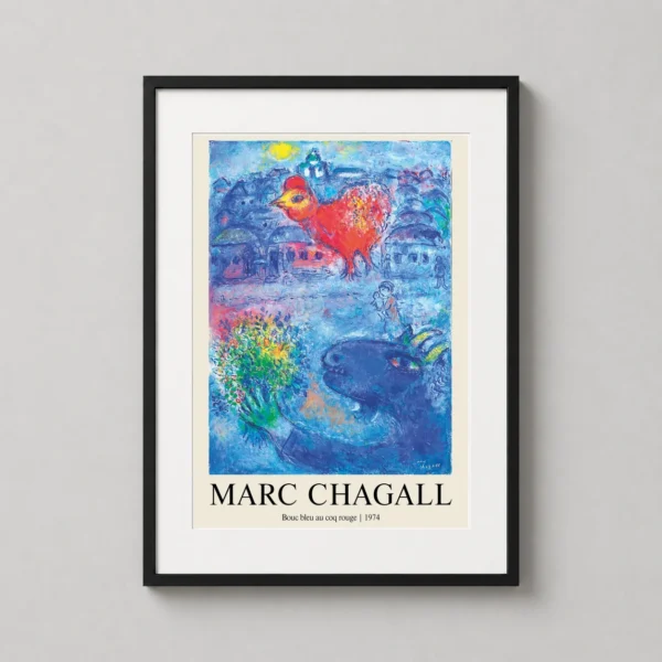 Marc Chagall Blue Goat and Red Rooster 1974 Surrealist Art Print