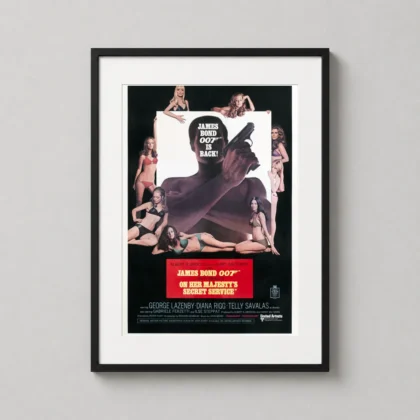 On Her Majesty’s Secret Service Movie Poster – 1969 Vintage Poster: Vintage Wall Art Print framed wall art mockup