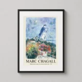 Marc Chagall Fleurs et fruits rouges aux amoureux Art Print
