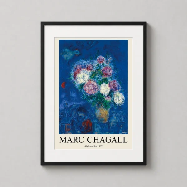 Marc Chagall L'idylle en bleu 1979 French Modernist Art Print
