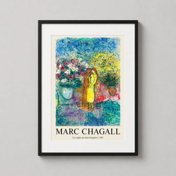 Marc Chagall Le couple aux deux bouquets 1982 Art Print