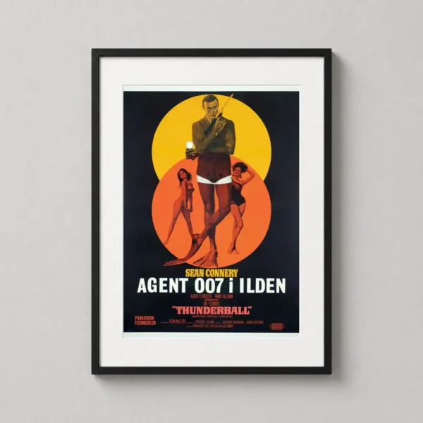Sean Connery James Bond Thunderball Danish Movie Vintage Poster