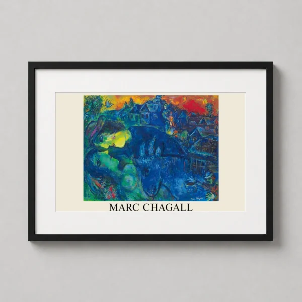 Le Village Bleu by Marc Chagall, 1967 Modern Surrealist Art Print