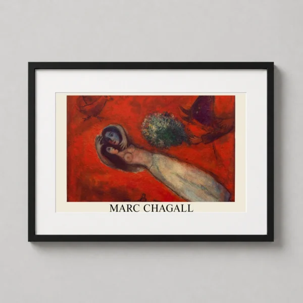 Marc Chagall Les Amants au ciel rouge Surrealist Art Print
