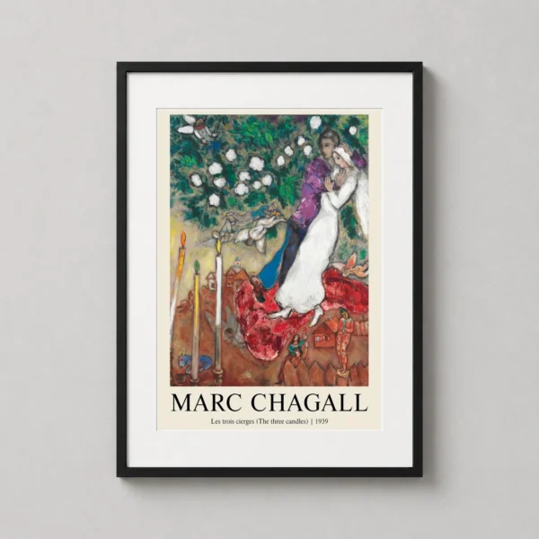 Marc Chagall, Les Trois Cierges 1939 Fine Art Wall Art Print