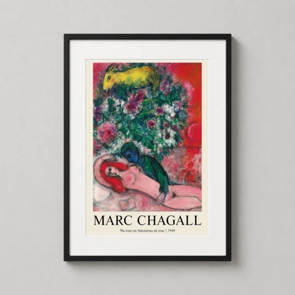 Marc Chagall Nu rose ou Amoureux en rose 1949 Expressionist Art Print