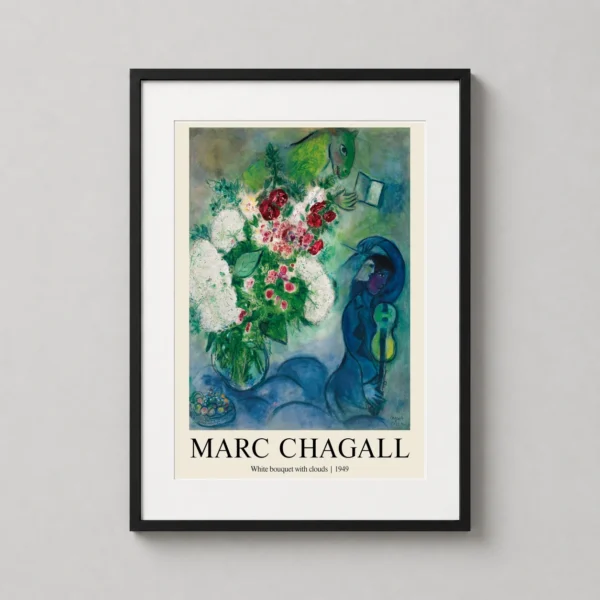 Marc Chagall White Bouquet with Clouds 1949 Surrealist Art Print