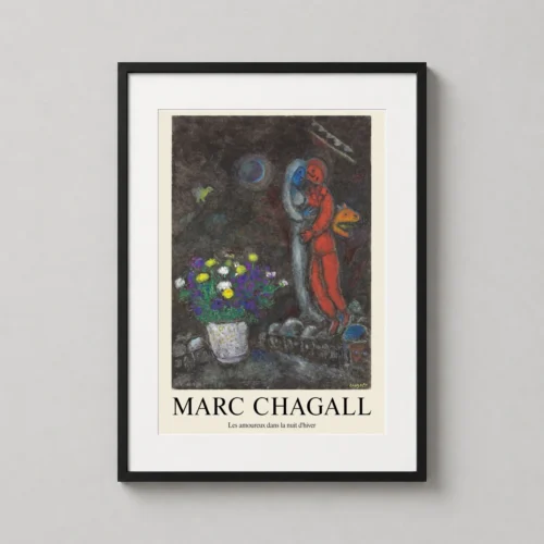 Marc Chagall Les amoureux dans la nuit d'hiver, Expressionist Art Print