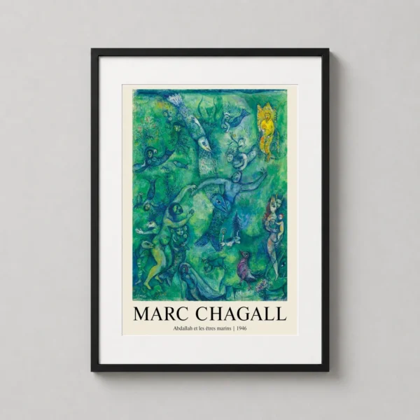 Marc Chagall, Abdallah et les êtres marins 1946 Art Print