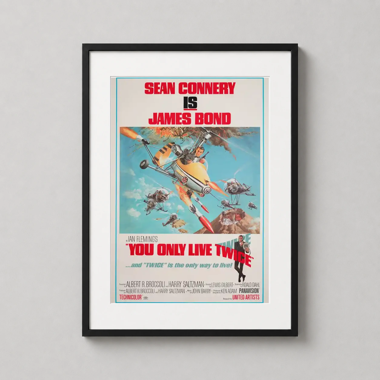 James Bond You Only Live Twice — vibrant 1967 movie poster featuring Sean Connery as James Bond piloting