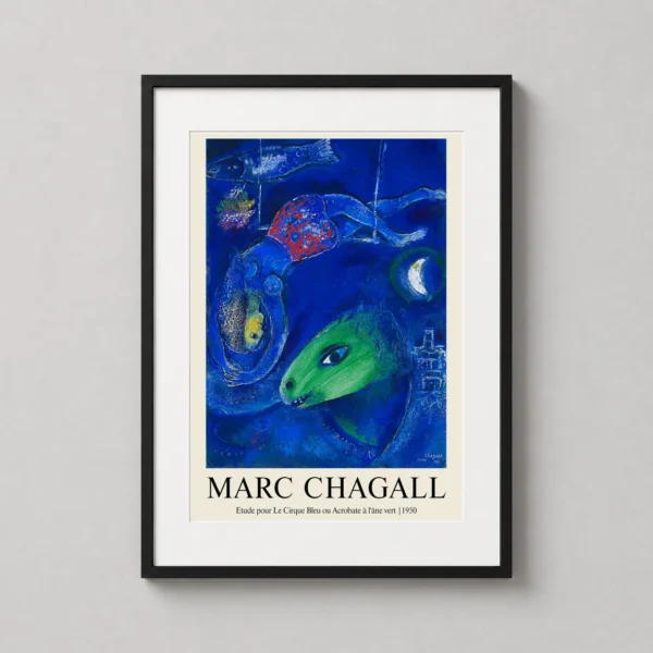 Marc Chagall Le Cirque Bleu, 1950 Surrealist Circus Art Print