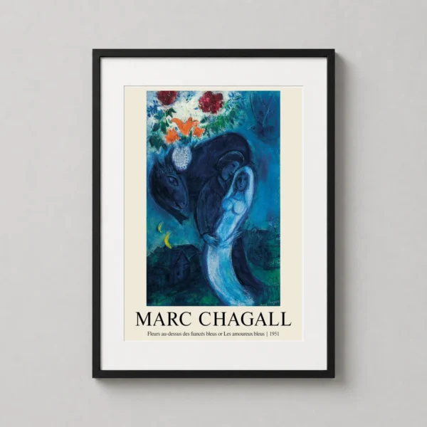 Marc Chagall Les Amoureux Bleus, The Blue Lovers 1951 Art Print