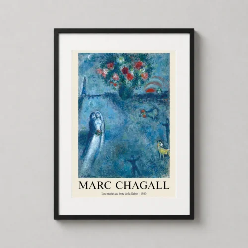 Marc Chagall Les Maries au Bord de la Seine 1980 Art Print