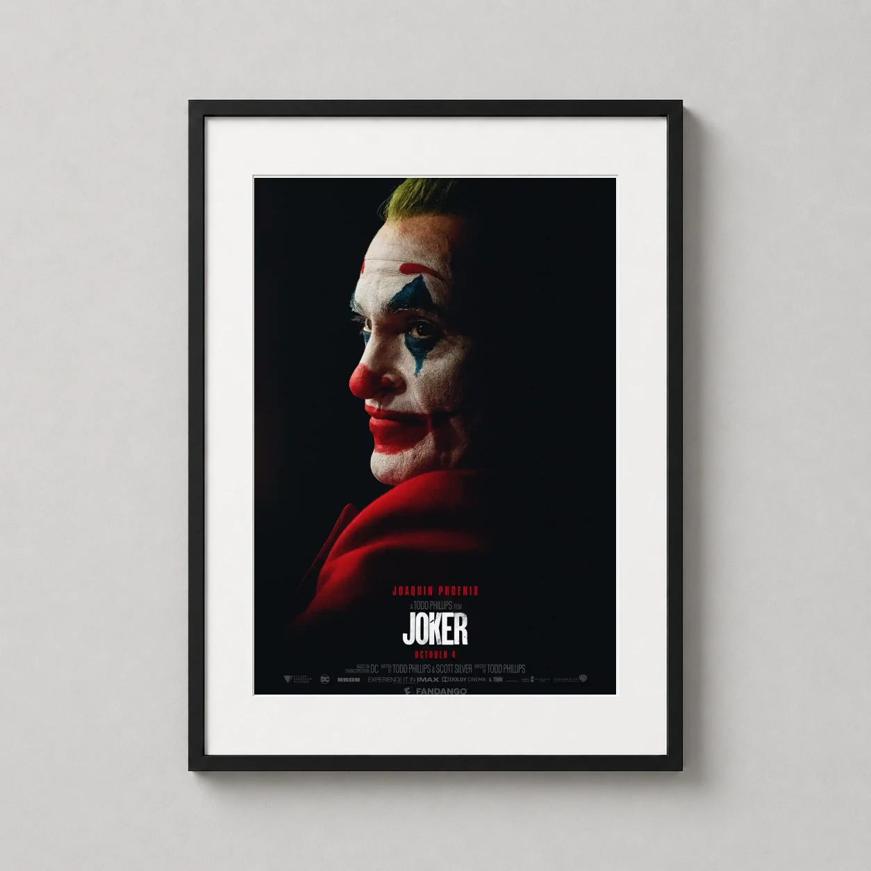 Joaquin Phoenix Joker Profile — dramatic profile portrait of Joaquin Phoenix in the 2019 Joker makeup