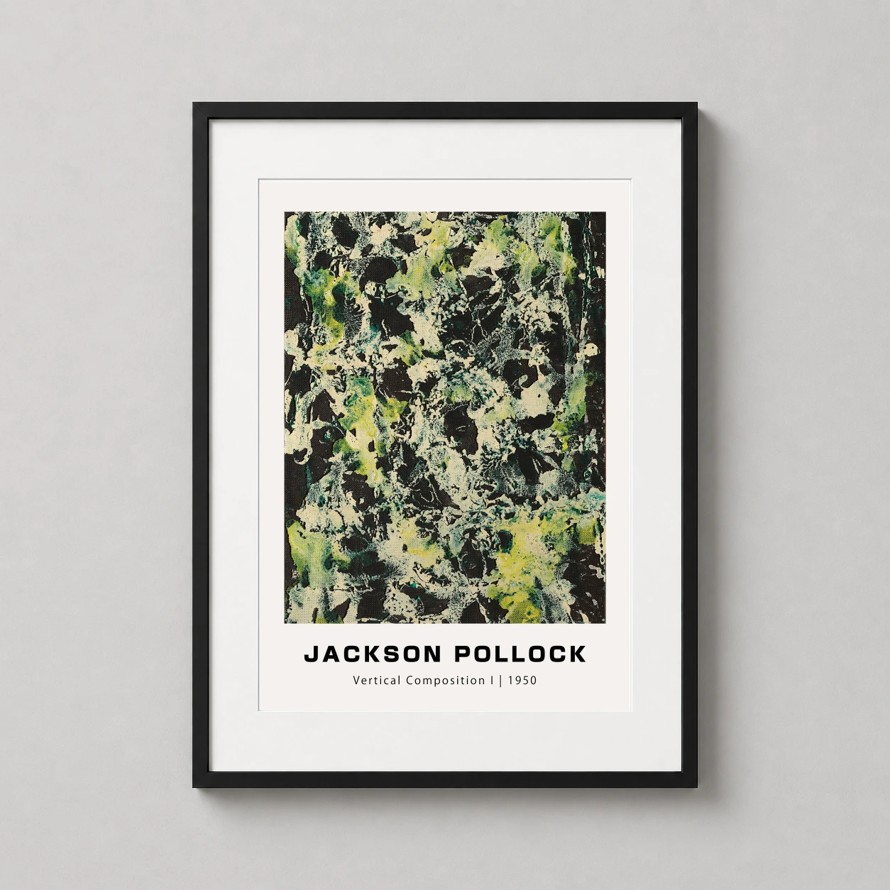 Jackson Pollock Vertical Composition — features the intricate 1950 abstract work by Jackson Pollock