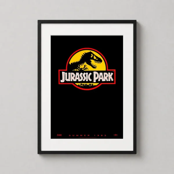 Jurassic Park 1993 Theatrical Logo T-Rex Skeleton Movie Poster