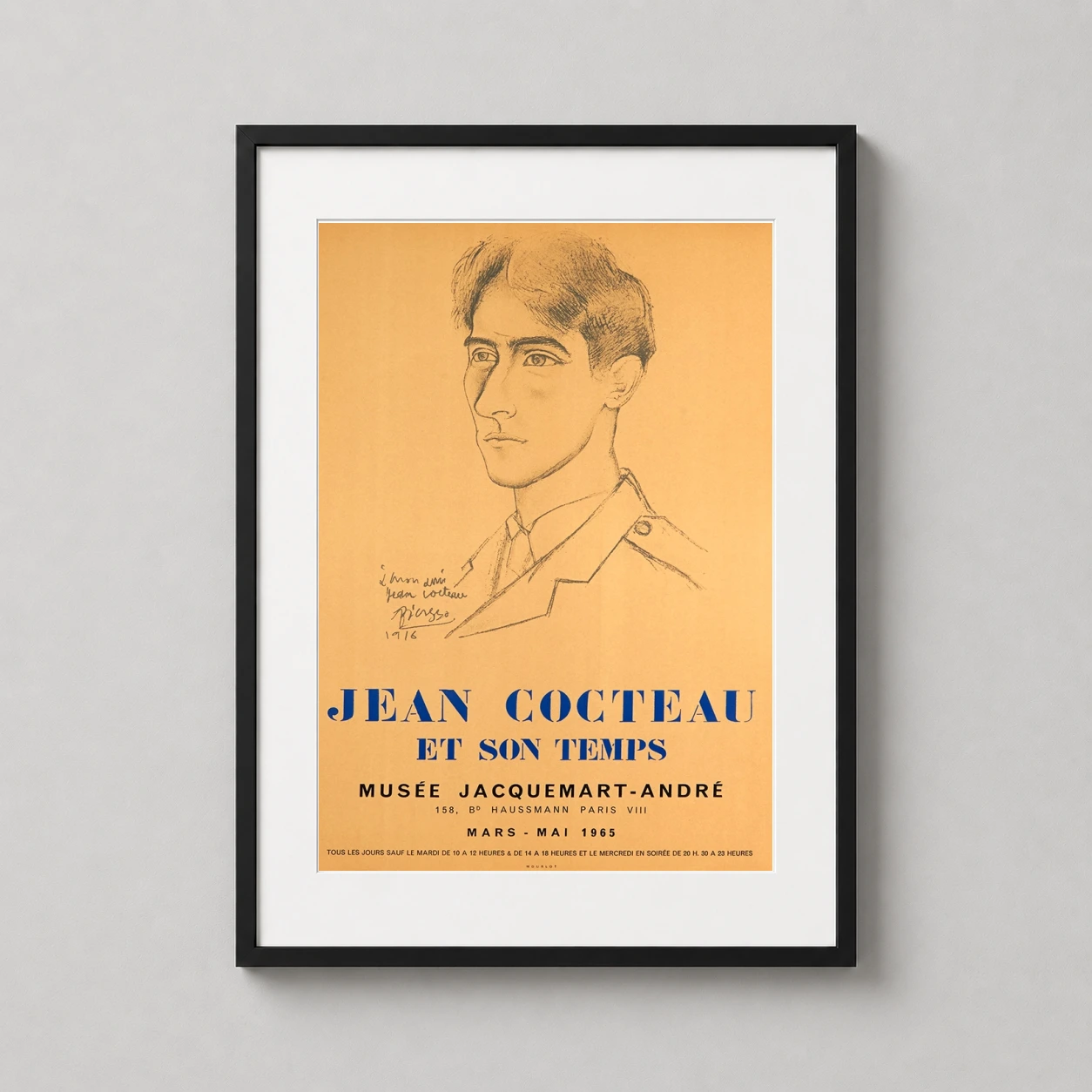 Pablo Picasso Jean Cocteau — minimalist charcoal-style sketch of Jean Cocteau by Pablo Picasso on a