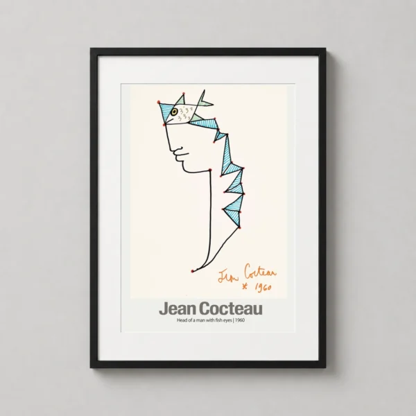 Head of a Man with Fish Eyes 1960, Jean Cocteau Art Print