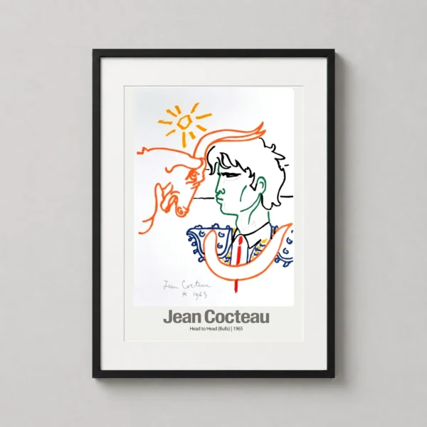 Jean Cocteau Head to Head Bulls 1965 Exhibition Art Print