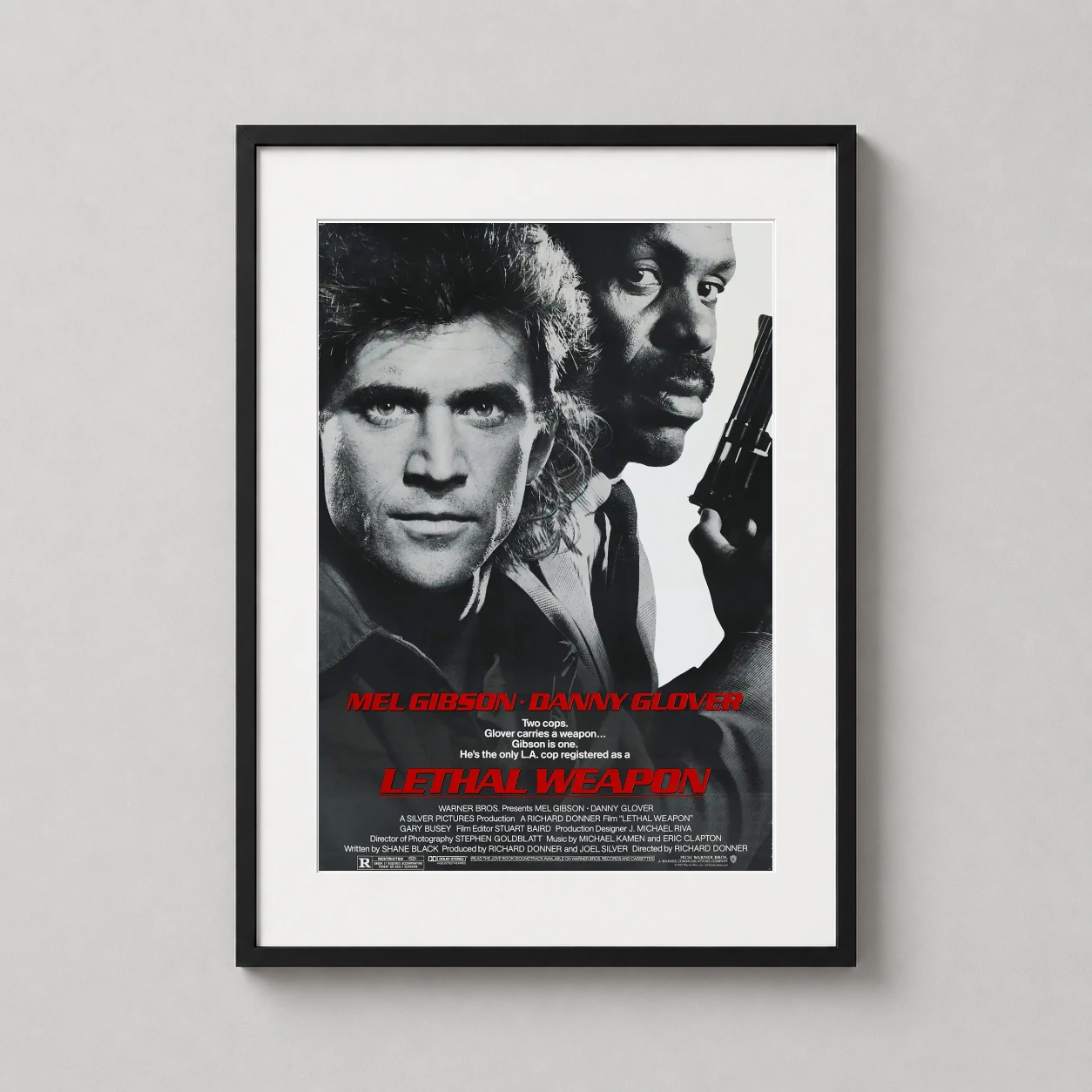 Lethal Weapon — high-contrast theatrical poster for Lethal Weapon featuring Mel Gibson