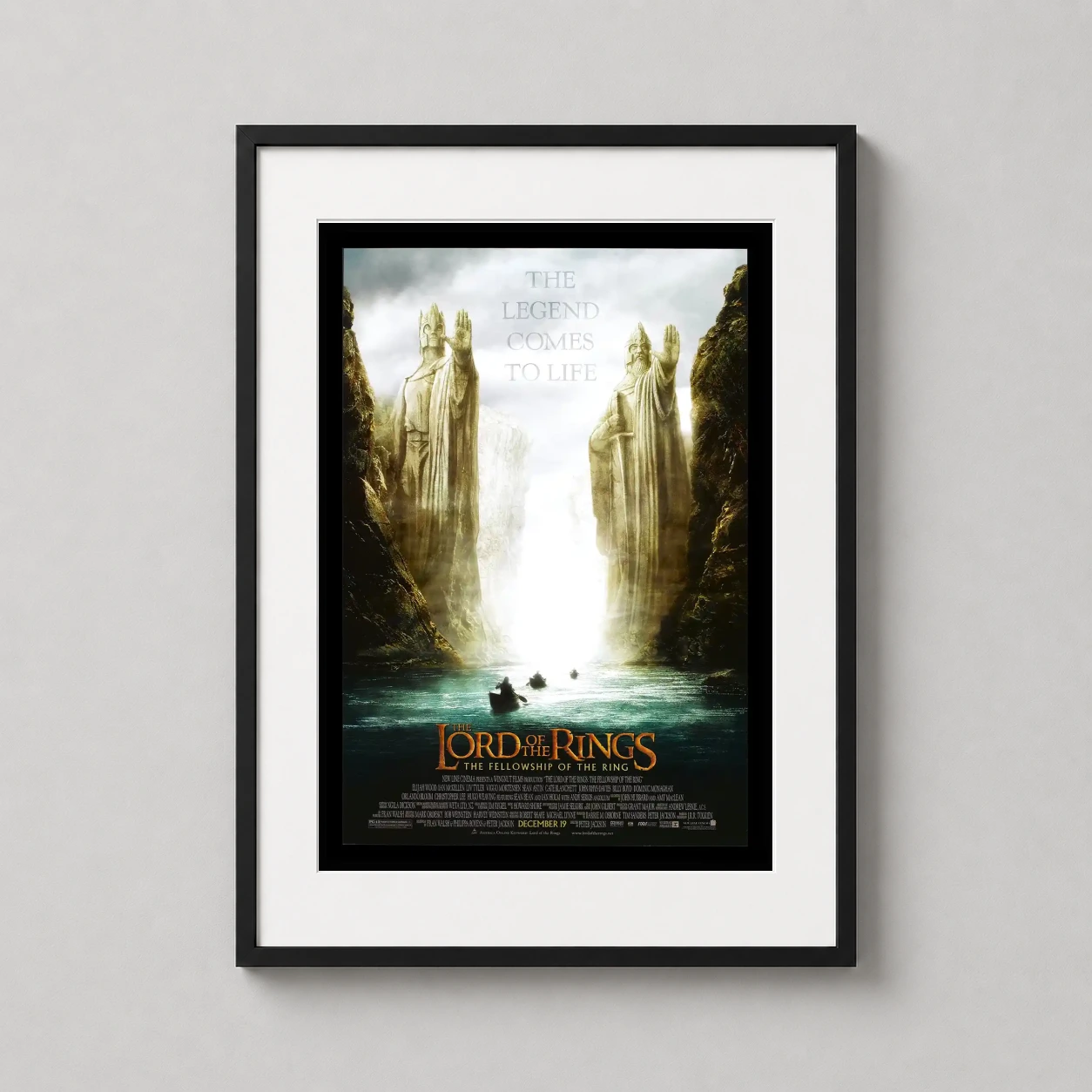 Lord of the Rings Fellowship of the Ring — cinematic Lord of the Rings movie poster featuring the towering