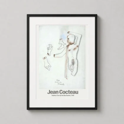 Orpheus Torn Bacchantes Jean — surrealist sketch by Jean Cocteau depicting the fragmented figure of