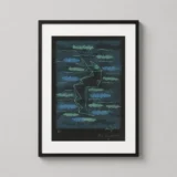 Jean Cocteau Tête Profil Vert Bleu 1940 Abstract Art Print