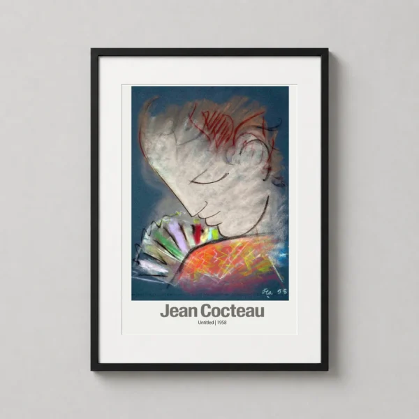 Jean Cocteau Untitled 1958 Profile Sketch Modernist Wall Art Print
