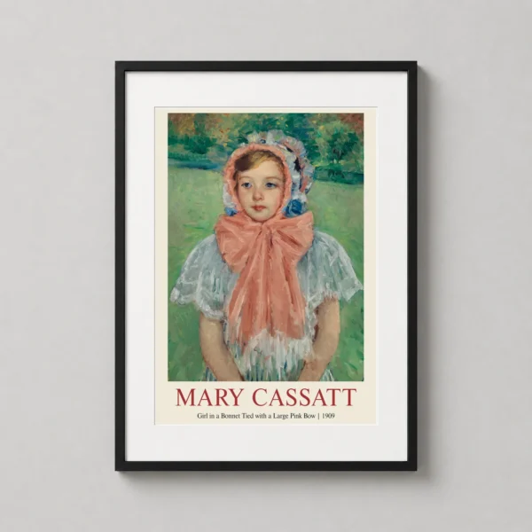 Girl in a Bonnet Tied with a Large Pink Bow, Mary Cassatt Art Print