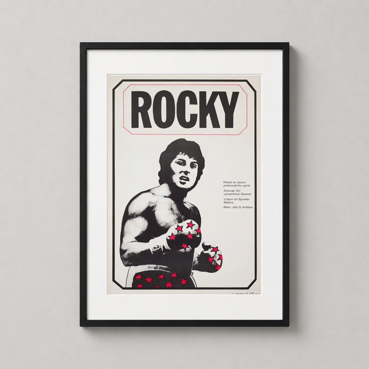 Rocky 1980 Czech Vintage — this 1980 Czech movie poster for Rocky features a bold monochrome