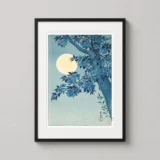 Moonlit Blossoming Cherry Japanese Woodblock Art Print