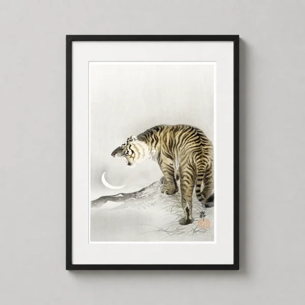 Tiger Woodblock Print, Ohara Koson Japanese Roaring Tiger Art Print