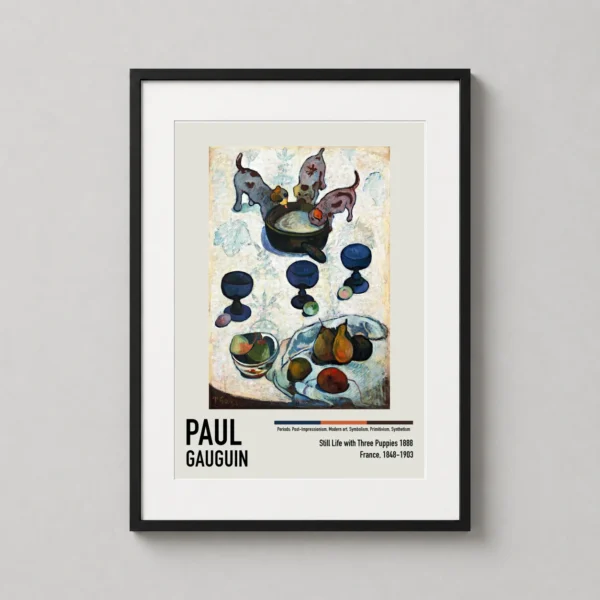 Paul Gauguin Still Life with Three Puppies Impressionist Art Print