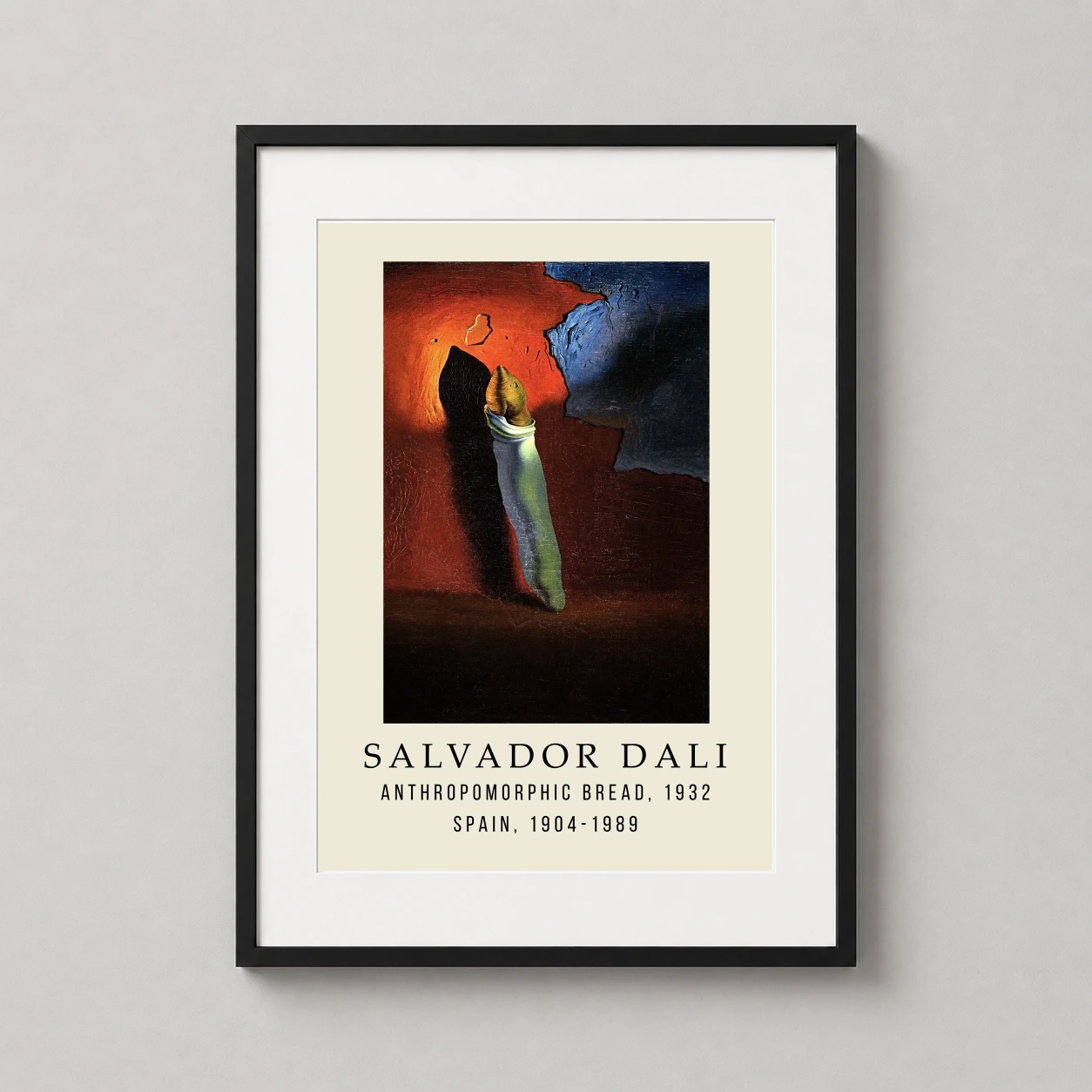 Salvador Dali Anthropomorphic Bread — 1932 surrealist painting by Salvador Dali featuring a piece of