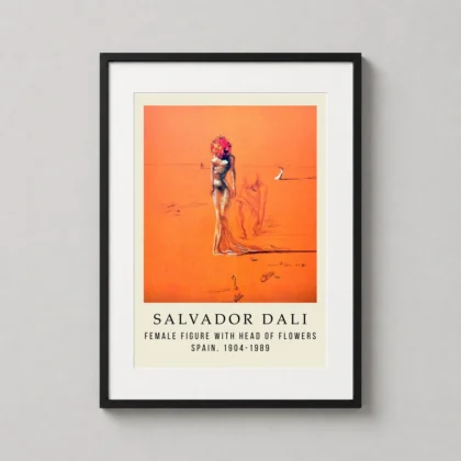 Salvador Dali – Female Figure Head of Flowers art print for gallery wall display by MerchFuse