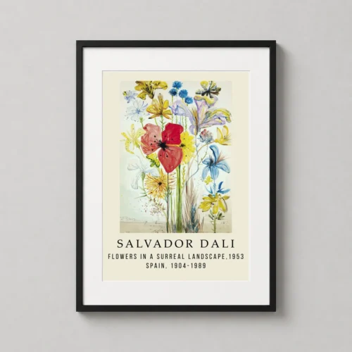 Salvador Dali Flowers in a Surreal Landscape Art Print