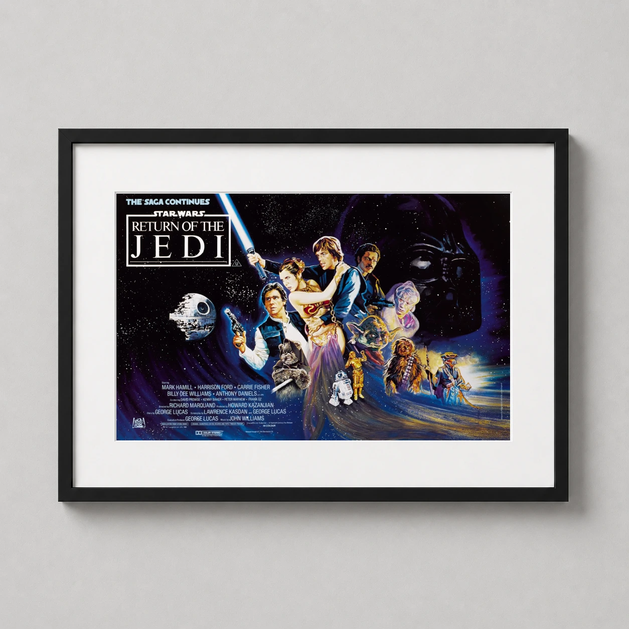 Return Jedi 1983 British — 1983 British theatrical poster featuring Luke Skywalker, Princess Leia
