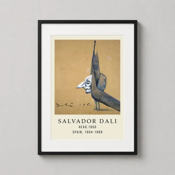 Salvador Dali Head 1950 Modern Art Exhibition Poster Art Print