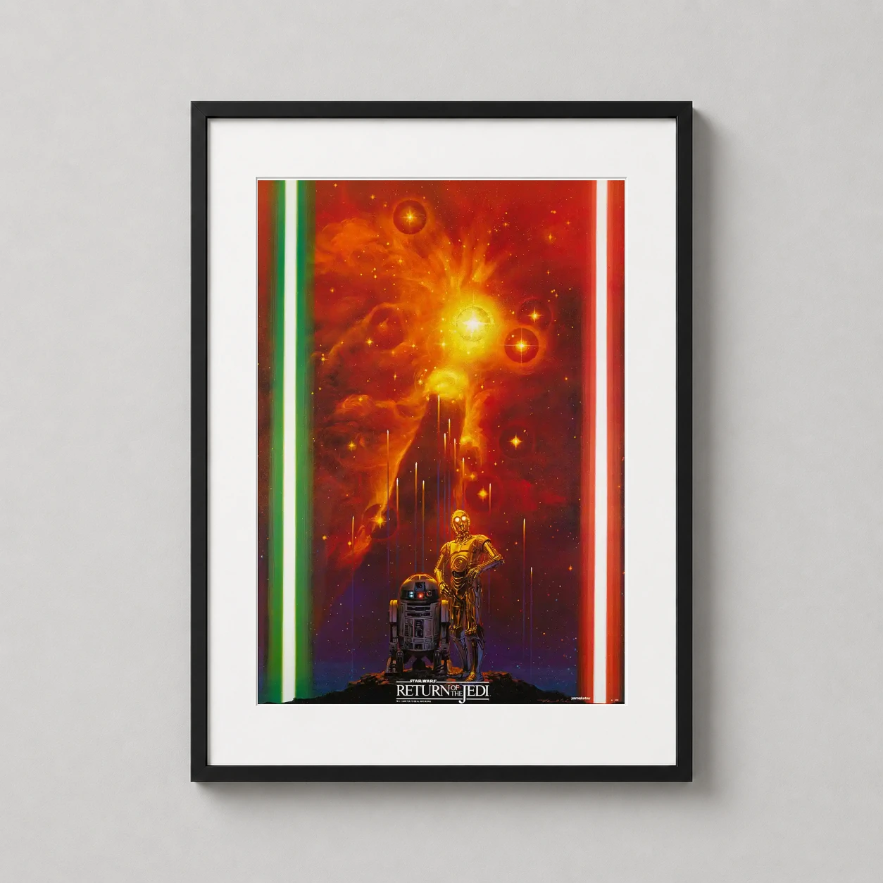 Star Wars Return Jedi — vibrant 1983 Return of the Jedi art print featuring droids C-3PO and