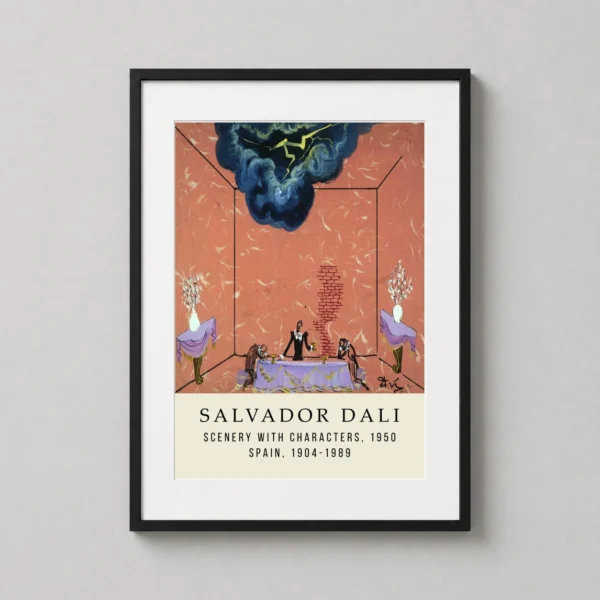 Salvador Dali Scenery with Characters 1950 Surrealist Art Print