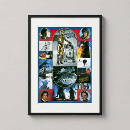 Empire Strikes Back 1980 Movie Poster Star Wars wall art print on 200 GSM matte paper for framed home theater decor by