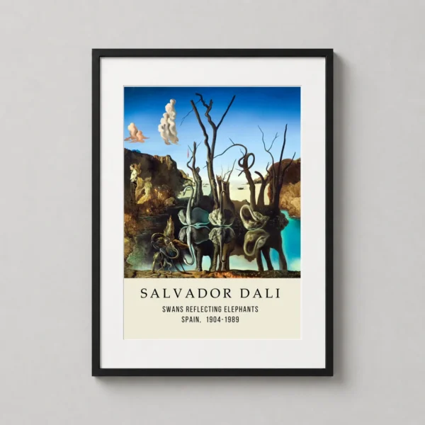 Swans Reflecting Elephants by Salvador Dali Surrealist Art Print