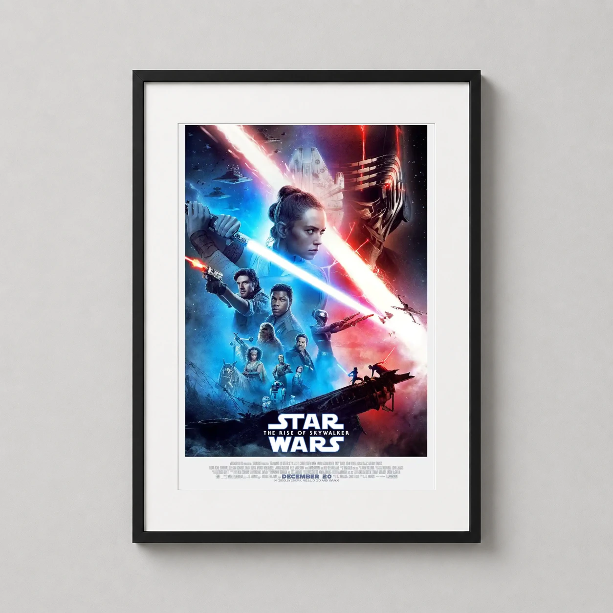 Star Wars the Rise of — cinematic art print featuring Rey wielding a lightsaber against Kylo
